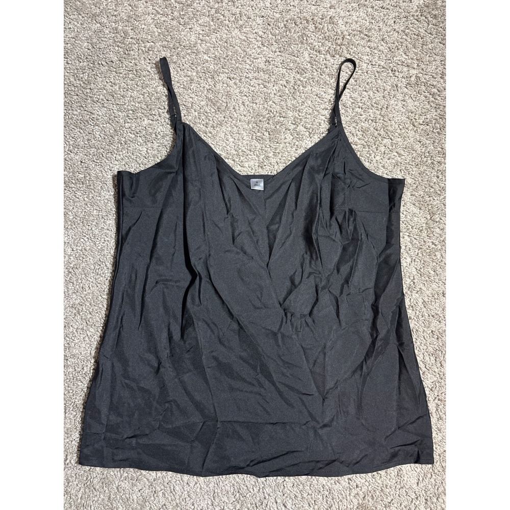 Y2K Black Surplice V-Neck Camisole Top with Adjustable Straps Size S